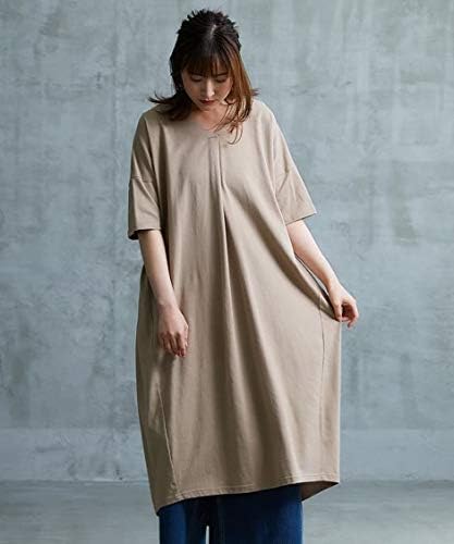 Amazon Co Jp Nissen ニッセン 綿100 汗ジミ防止加工付 半袖 マキシ ワンピース レディース グレージュ M 服 ファッション小物