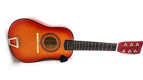 Kids 6 String Wooden Acoustic Ukulele Toy Classic Guitar Musical Instrument Toy w/ Tunable Vibrant Sounds Ukulele , Acoustic Guitar For Kids (Orange)