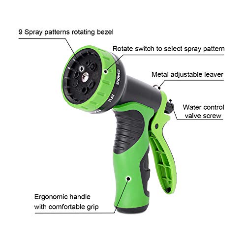 LETIME Expandable Garden Hose 100 Feet, Durable Water Hose with 9-Way Spray Nozzle and 3/4" Solid Brass Fittings, for Lawn Watering and Car Washing - Thumbnail 3