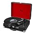 Vinyl Record Player with Speakers 3 Speed Portable Turntable Suitcase Built in 2 Speakers RCA Line Out AUX Headphone Jack -Black