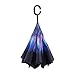 AlchemyNatura Innovative and Durable All-Weather Double Layer Inverted Umbrella with UV and Wind Protection and Reverse Closure Upside Down Umbrella (Purple Flower)