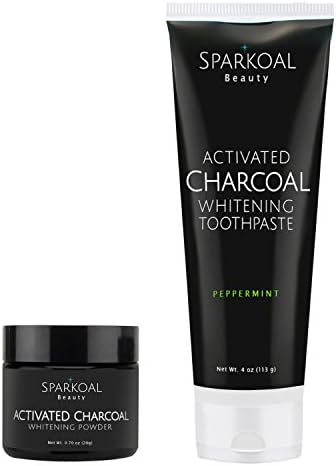 Teeth Whitening Powder and Charcoal Toothpaste Pack - Organic Coconut Oil and Activated Charcoal - Made in USA - Best Natural Tooth Whitener - Removes Bad Breath and Stains - Safe Ingredients
