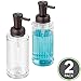 mDesign Round Plastic Refillable Foaming Hand Soap Dispenser Pump Bottle for Bathroom Vanities, Powder Rooms, Kitchen Sink, Countertops - Baja Collection - 2 Pack - Clear/Bronze