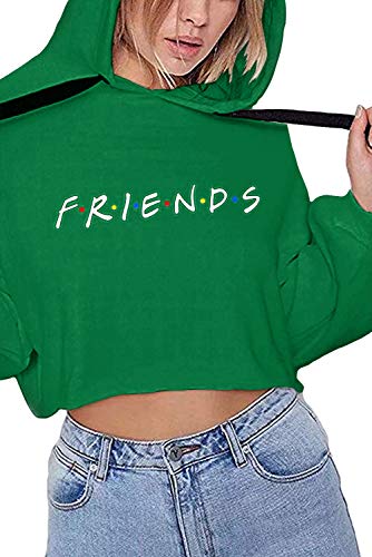 Idepet Women’s Casual Friends Letters Print Crop Top Loose Pullover Friends Shirt Teen Girl TV Show Hoodie Sweatshirt