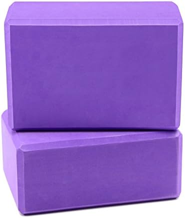 Yoga Blocks (Set of 2) - EVA Yoga Brick High Density Environmental Protection Beginners Auxiliary Yoga Fitness Brick， Improve Balance And Flexibility (Purple)