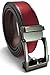 Classic Men's Leather Ratchet Click Belt - Gun Metal Buckle with Mahogany Brown Leather Belt (Trim to Fit: Up to 45'' Waist)