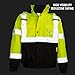 New York Hi-Viz Workwear WJ9012-4XL Men's ANSI Class 3 High Visibility Bomber Safety Jacket, Waterproof (4XL, Lime)