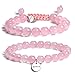JADENOVA 8/10mm Natural Rose Quartz Gemstone Bracelets Round Beads Stretch Bracelet Adjustable Beaded Bracelet Couple Distance Bracelets Unisex (2pcs Bracelet Set)
