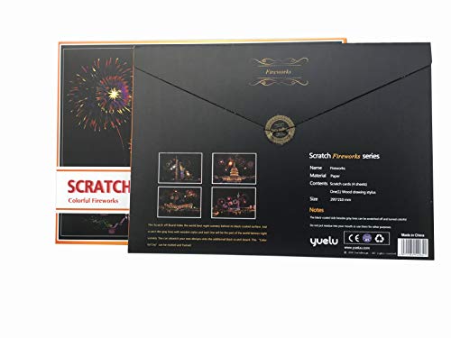 Eraimp Scratch & Sketch Art Paper A4 for Kids & Adults, Scratch Art Rainbow Painting Paper, Night View Scratchboard, Sketch Pads, Engraving Art Set: 4 Scratch Cards, Scratch Drawing Pen, Clean Brush - Thumbnail 6