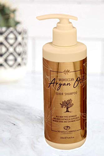Marisa Carrera Moroccan Argan Oil Elixir Shampoo. Volumizing & Moisturizing, Gentle on Curly & Color Treated Hair, for Men & Women.250 ml/ 8.45 fl.oz.