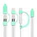 MoKo Pencil Cap Holder for Apple Pencil Cap, [3-Piece] Premium Soft Silicone Elastic Apple Pencil Cap Holder + Lightning Cable Adapter + Nib Cover for Apple iPad Pro Pencil, GREEN (Glow in Dark)