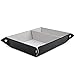 SPSHENG Valet Tray for Storage,PU Leather Jewelry Nightstand Organizer Watch Coin Change Key Tray Box Black
