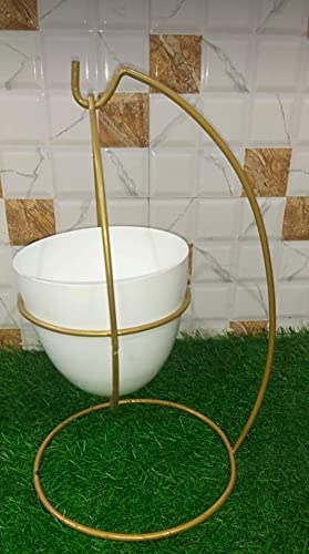 T M Handicrafts Plant Stand with Stand -Decorative Pots ,Rust Free Metal Plant Pots for Living Room, Balcony & Garden Decor