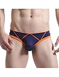 Zacoo Men Modal Contrast Color Underwear Pouch Brief Short Color M Sapphire Blue