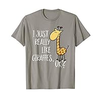 I Just Really Like Giraffes, OK? Cute Giraffe Drawing T-Shirt