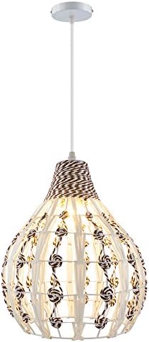 Bagood Tropical Natural Bamboo Chandelier Wicker Rattan Lamp Shades DIY Weave Hanging Light D13XH18.9INCH