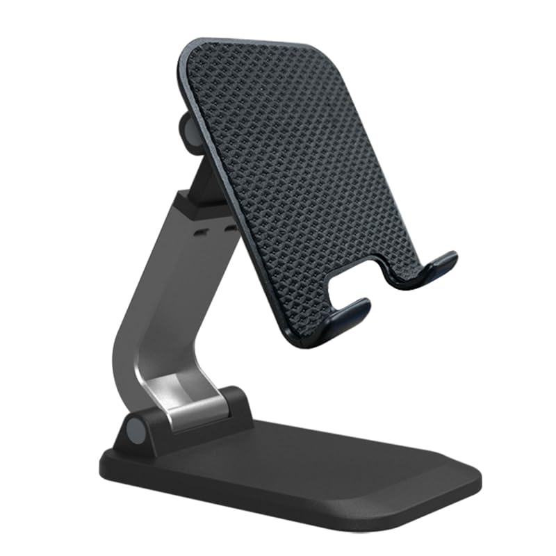ROEDAX Desktop foldable mobile phone stand, multi-function easy to carry, hands-free adjustable vertical desktop stand, compatible with all mobile phones, tablets(Foam - Black)