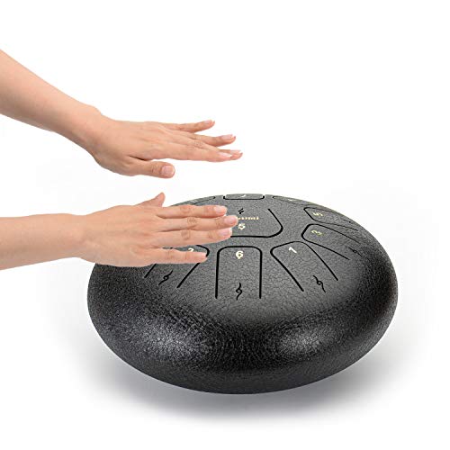 12 Inch 11 Note Steel Tongue Drum Percussion Instrument Hand Pan Drum with Drum Mallets Carry Bag