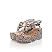 WeenFashion Womans Thong Open Toe Kitten Heels Wedge PU Soft Material Solid Sandals with Glass Diamond