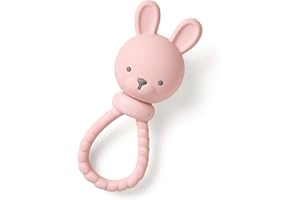 Itzy Ritzy Silicone Rattle Toy – Soothing Teething Toy with Soft Jingle Sound & Easy-Grip Textured Handle - for Ages 3 Months