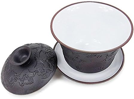 Yixing Teacup 5oz/150ml Chinese Dragon Gaiwan Classic Black Clay Tea Bowl