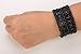 YACQ Jewelry Multilayer Crystal Stretch Sleeve Cuff Bracelet for Women Gold Silver Black Color 2 Row