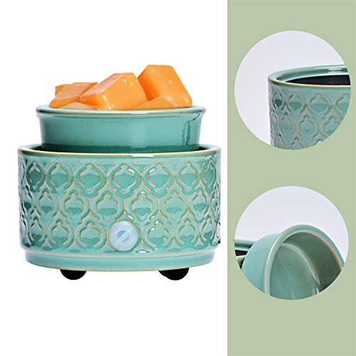 ASAWASA Wax Melt Warmer with 1 pc Silicone Dish,3in1 Ceramic Wax