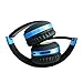 Wireless Headset with Mic,Foldable Bluetooth Headphone with 3.5mm Audio Jack for PC/iPhone/Android Smartphones Computers(Black+Blue)