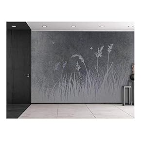 Wall26 - Wheat Silhouette on a Grey and Grainy Background - Wall Mural, Removable Sticker, Home Decor - 66x96 inches