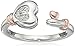 Sterling Silver with Pink Gold Plating Diamond Heart Ring, Size 7
