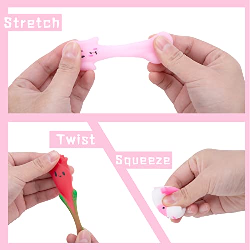 LovesTown 30PCS Valentines Day Mochi Squishy Toys, Mini Kawaii Squishies Stress Relief Fidget Toys for Valentine\'s Day Goodie Bag Fillers Party Favors