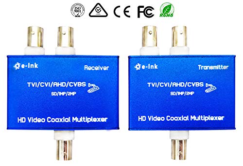 E-link 2CH CVI AHD TVI Coaxial Multiplexer HD Analog Camera CCTV Video Multiplexer Over Single Coax Cable Up to 400m