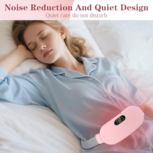 Period Heating Pad, DMG Cordless Electric Heating Belt, Rapid Heating Pad with 3 Heating Levels and 4 Vibrating Massage Modes, Period/Period, Back or Belly Pain Relief for Women or Girls (A)