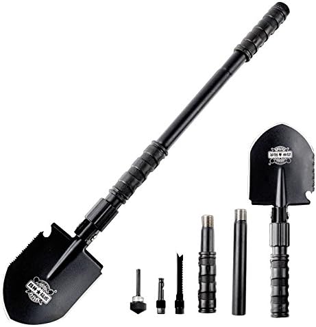 OutShovel Military Survival Folding Shovel and Pick with Carrying Pouch for Camping, Hiking, Backpacking, Fishing, Tactical Army Surplus Multitool, Trench Entrenching Tool, Car Emergency Shovel