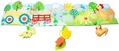 BabyPrice Baby Crib Bumper Gallery Animal Themed Cloth Book Babies Toys with Three Hanging Characters---Bpa-freeTeether, Music Voice and Rattles (Farm)
