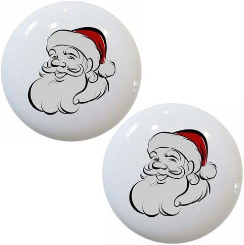 Set of 2 Santa Ceramic Cabinet Drawer Pull Knobs