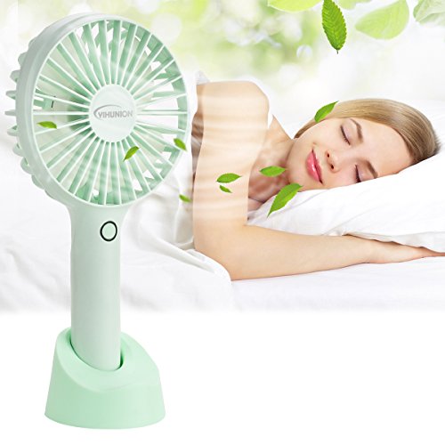 YIHunion Mini Handheld Fan Personal Portable USB Rechargeable Battery Powered Fan with Base, 2500mAh Battery，4 Modes for Home, Office, Bedroom and Outdoor travel(Green) - Thumbnail 3