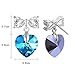 Bow-knot Earring PLATO H Heart Shape Stud Earring 925 Sterling Silver Heart & Butterfly Earrings Set with Swarovski Crystals Woman Stud Earrings Romantic Gift for Her, Ocean Blue