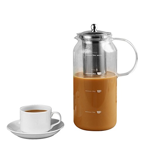 Click Here to See More Images Jannyshop Stainless Steel Glass Hand Blown Cold Brew Coffee Maker Home Filter Pot Tea Infuser Filter