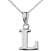Claddagh Gold .925 Sterling Silver Dangling Initial Letter L Charm Pendant with Rolo Chain - 16"