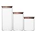 Newerlives Air Tight Storage Jar, Glass Storage Tank with a Natural Bamboo Lid, 450 ML, 650 ML, 950 ML (Bamboo, 950ML)