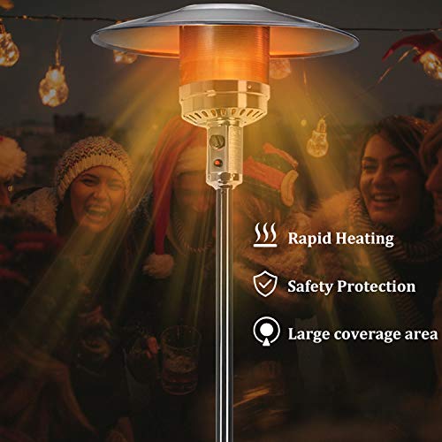 Bathonly Environmentally Safe Patio Heaters Garden Heater with Wheels for Moving Around, Tilt Auto Off Setting,38000BTU Outdoor Heater - Black...