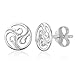 925 Sterling Silver Cut Open Tiny Celtic Knots Symbol Round Circle Post Stud Unisex Earrings 7 mm