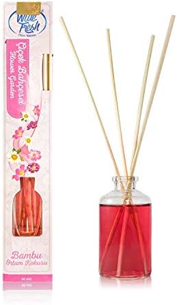 Wide Fresh Reed Diffuser - Bamboo Reed Diffuser Sticks 60 ml - 2 oz  Natural Scented Long Lasting Fragrance - Relaxing Reed Diffusers - Bedroom Bathroom Decoration Oil Diffuser Sticks (Flower Garden)