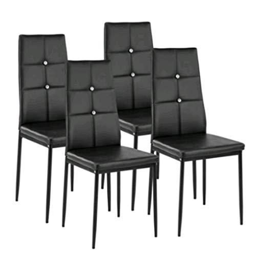 Kitchen Dining Chairs Set of 4 with Sturdy Metal Legs, High Backrest Dining Breakfast Chair for Home Kitchen Living Room (4PCS+Black) - Thumbnail 7