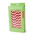 Kikkerland, Red and White Biodegradable Paper Straws, Striped, Box of 144