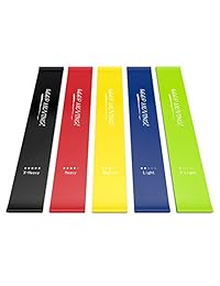semx bandas de resistencia, [juego de 5] bandas de ejercicio bandas de resistencia para Yoga, Pilates, Terapia Física, estiramientos, quema de grasa ejercicios, entrenamientos en casa, en el gimnasio de fitness