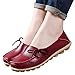 SHIBEVER Women's Leather Loafers Moccasins Wild Driving Casual Flats Oxfords Breathable Shoes Burgundy 8.5
