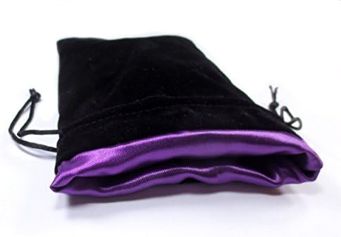 5x8 Royal Purple Premium Black Velvet Dice Bag with Strong Purple Satin Lining (Dice Bag Capacity is 15 Sets / 100 Dice / 1 Pound of Dice)