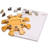 Yellow Mountain Imports Mexican Train Dominoes Accessory Set (Wooden Hub Centerpiece, Metal Train Markers, and Scorepad)